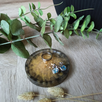 Onderzetter/ schaaltje zwart/goud